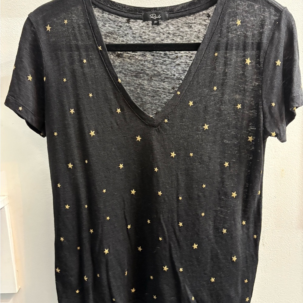 Rails Black Star Print Women's Top